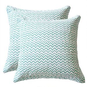 homthreads -  Euro Sham Microfiber Contemporary Zig Z Aqua